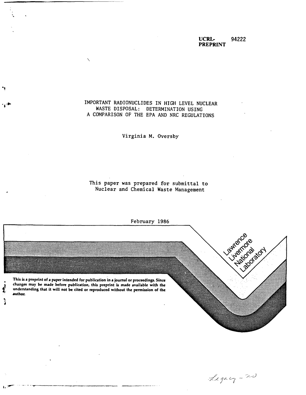 Important Radionuclides in High Level Nuclear Waste Disposal: Determination Using a Comparison of the Epa and Nrc Regulations