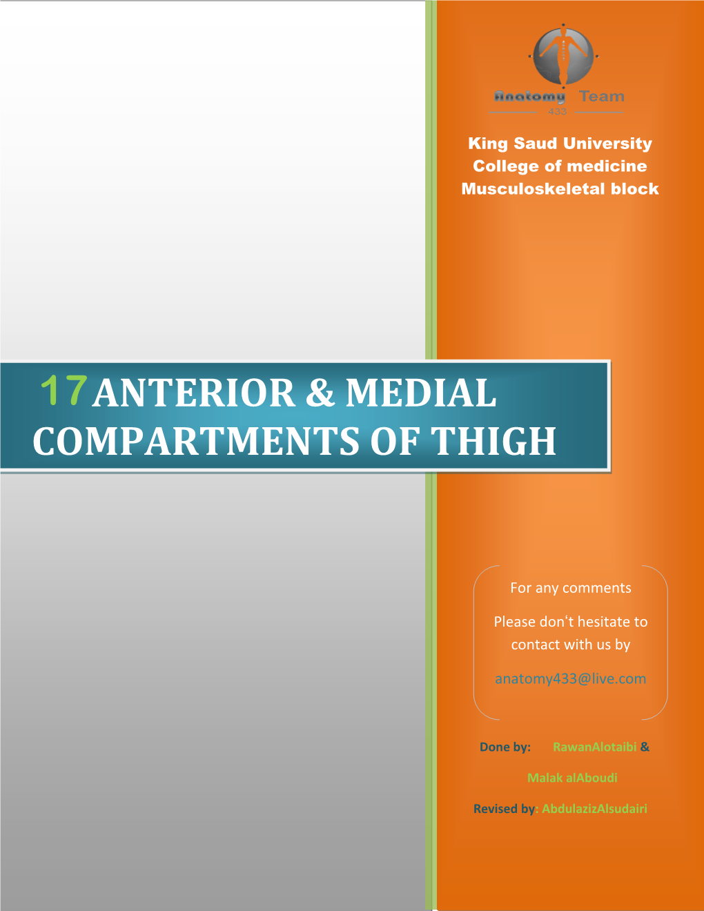 Anterior & Medial Compartments of Thigh
