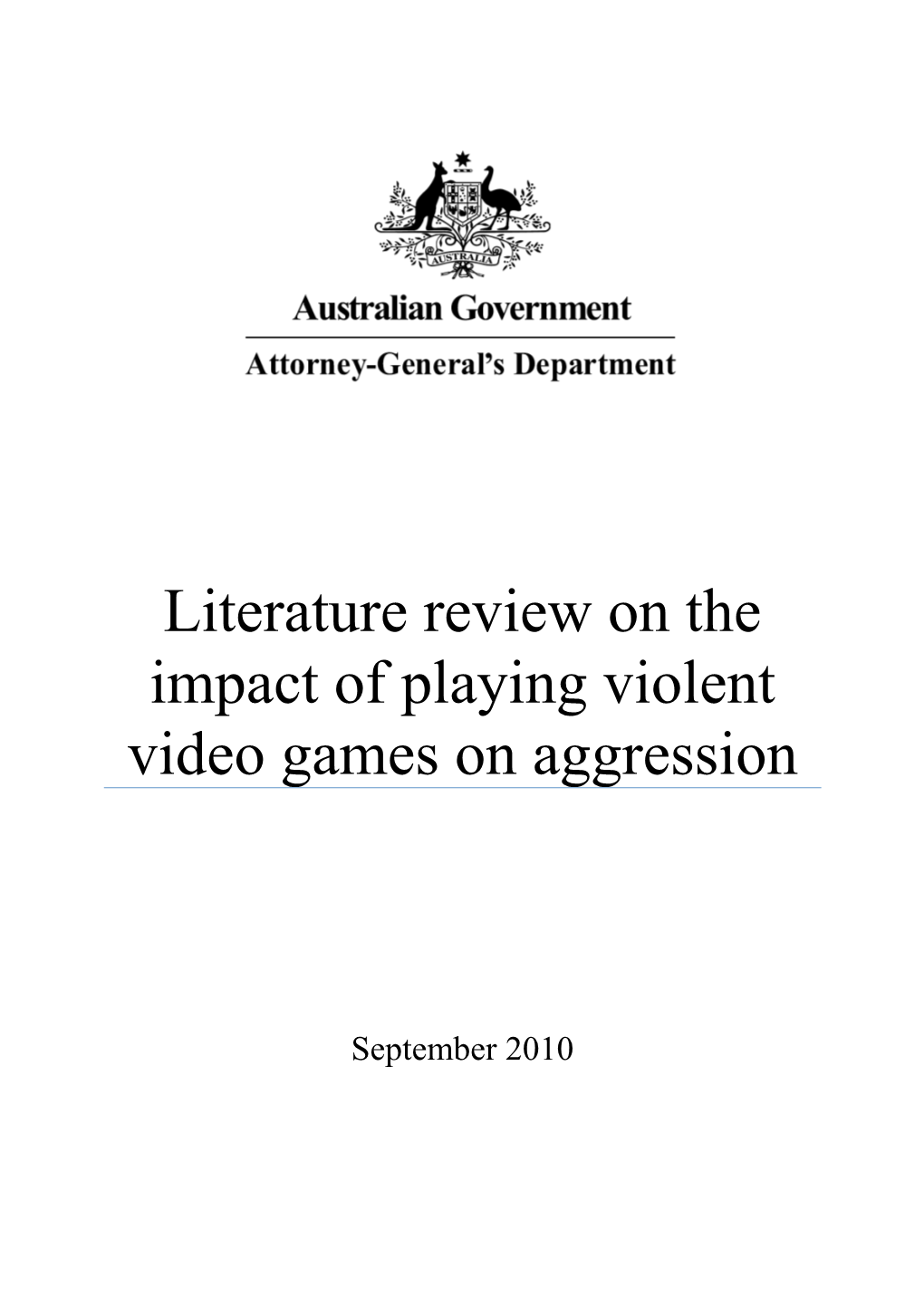 Literature Review on the Impact of Playing Violent Video Games on Aggression