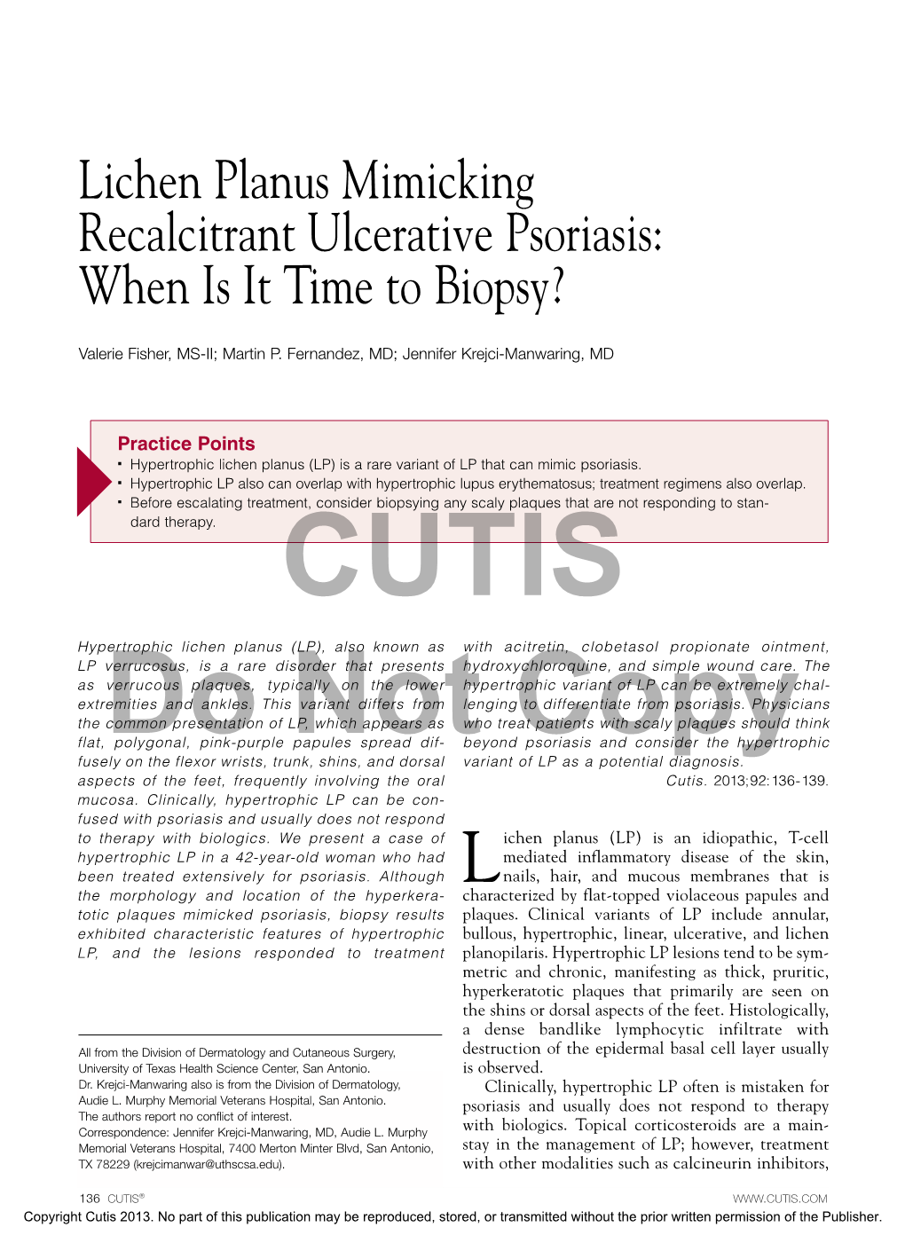 Lichen Planus Mimicking Recalcitrant Ulcerative Psoriasis: When Is It Time to Biopsy?