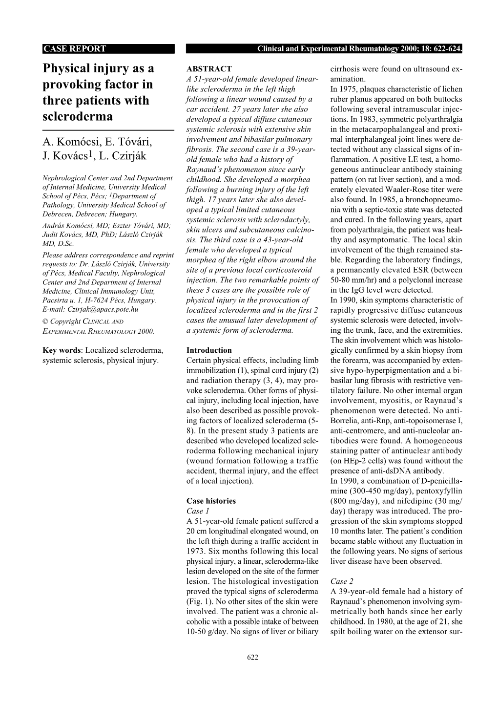 Physical Injury As a Provoking Factor in Three Patients with Scleroderma