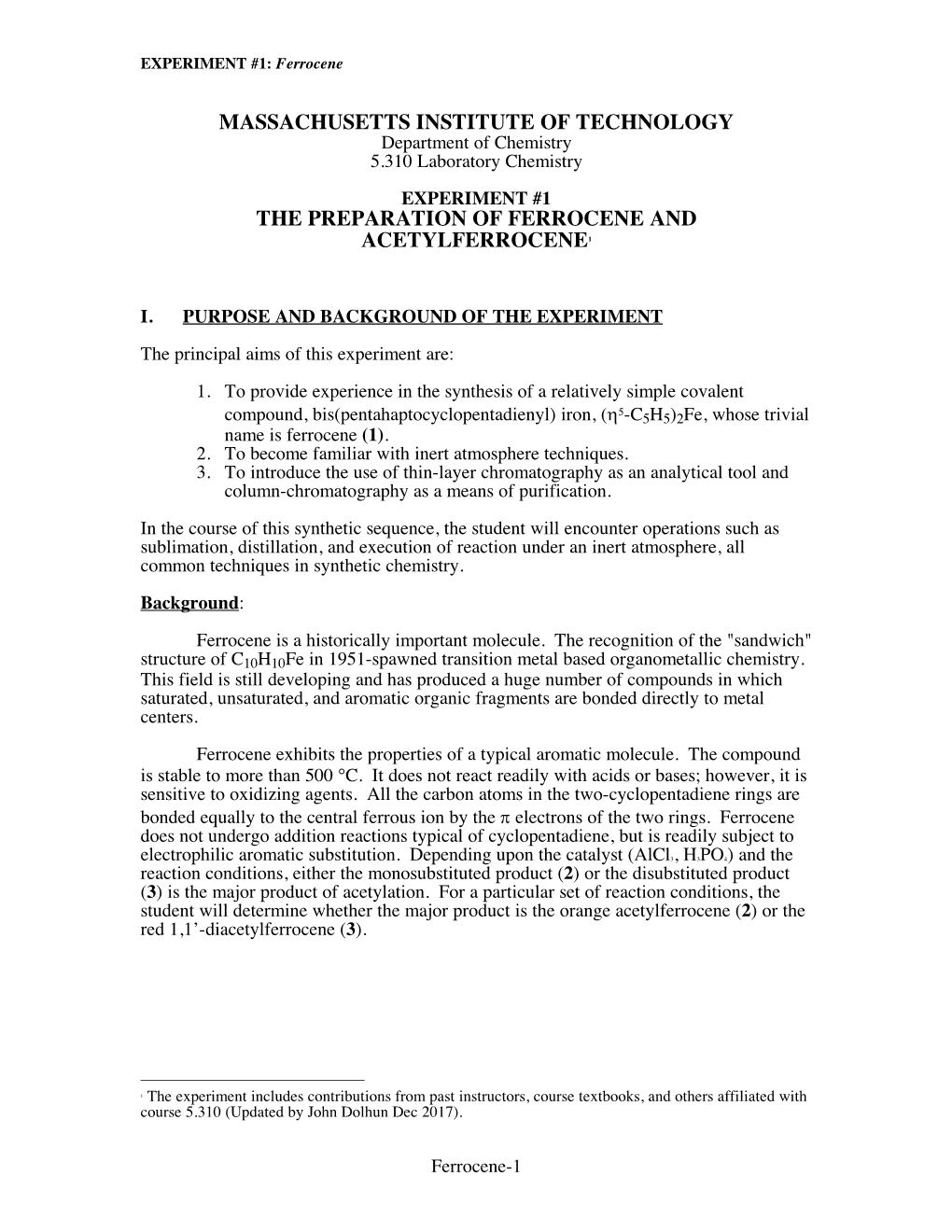 Ferrocene Lab Manual