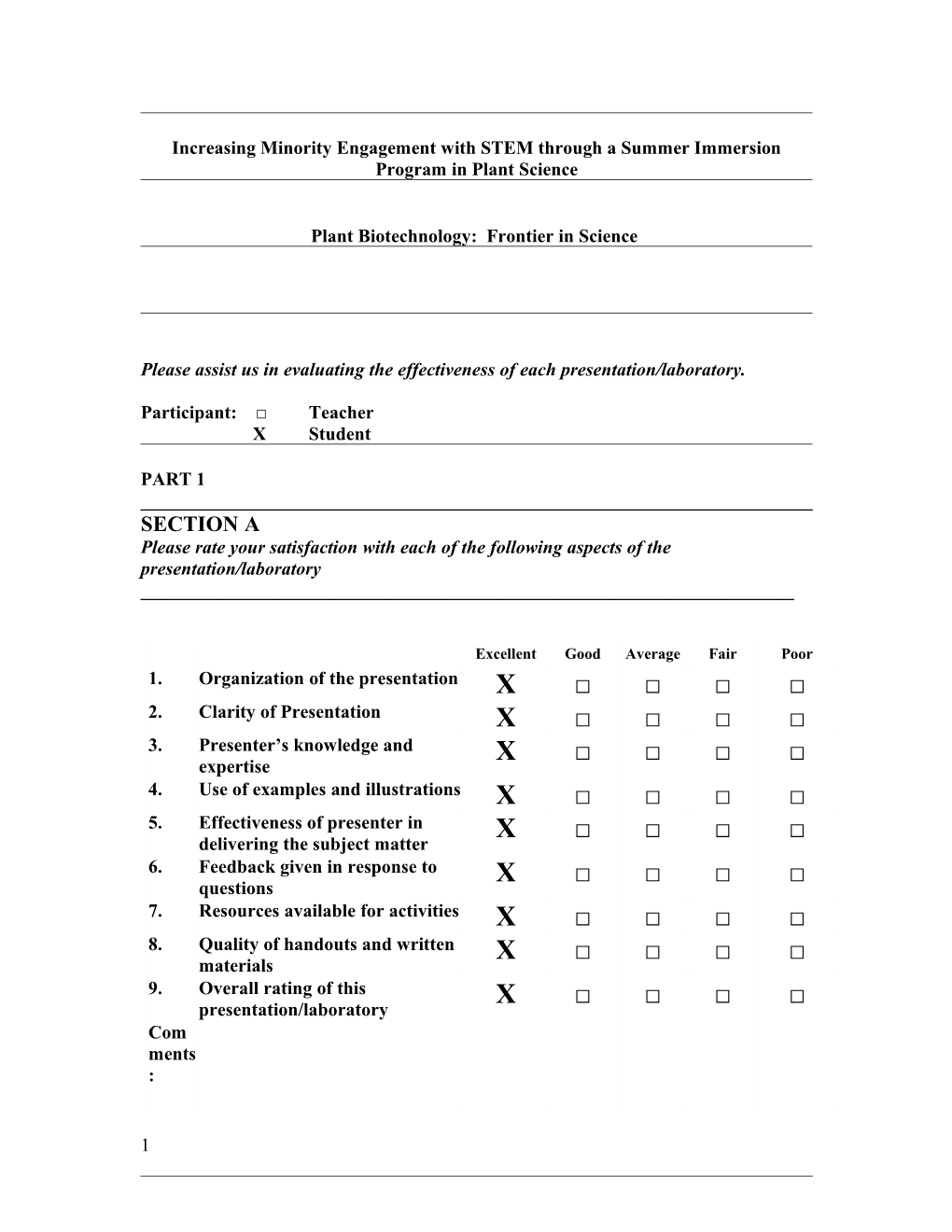 Individual Lecture-Lab Evaluations