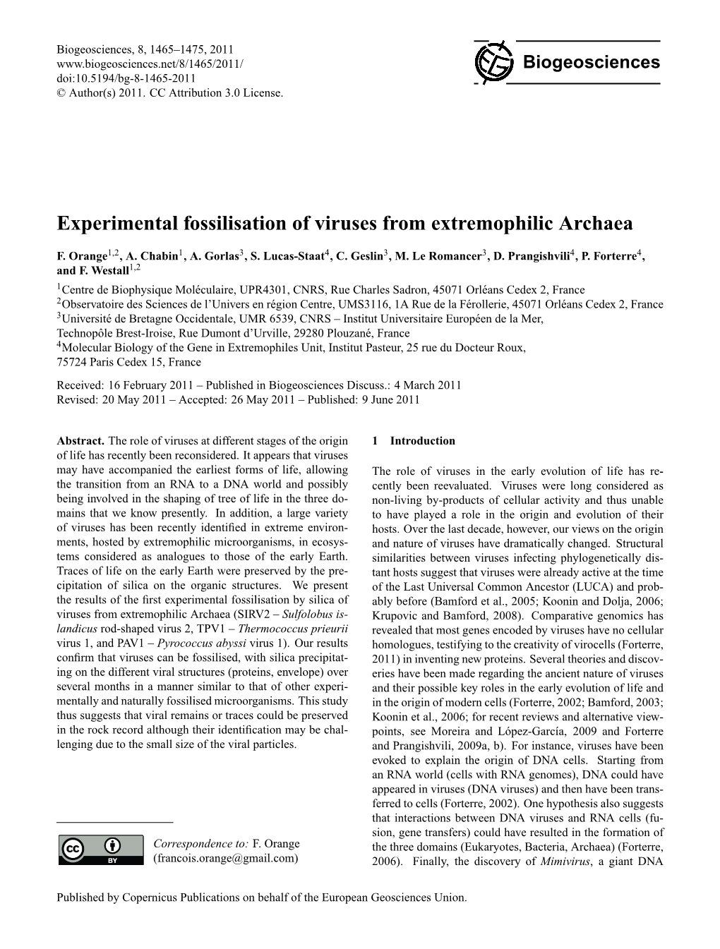 Experimental Fossilisation of Viruses from Extremophilic Archaea