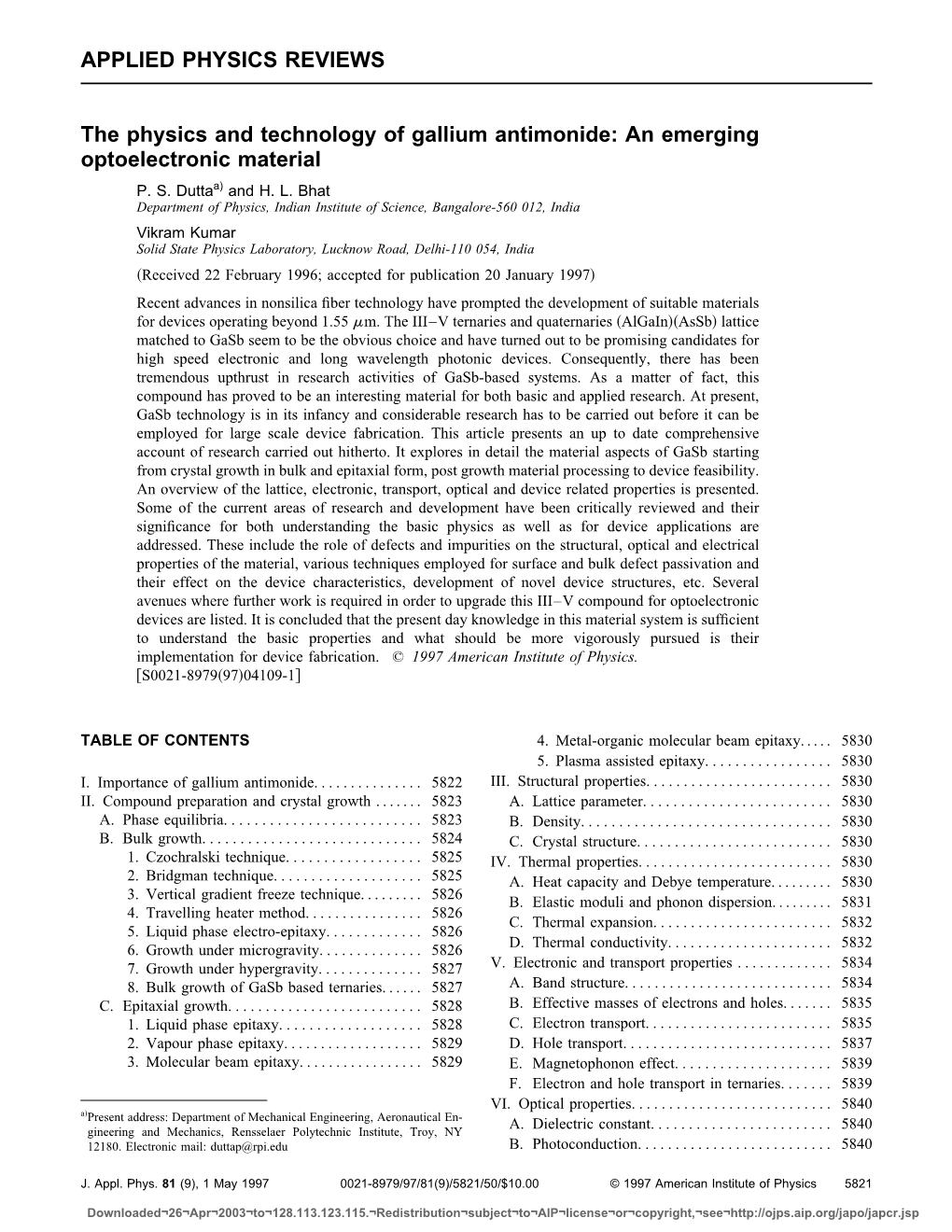 APPLIED PHYSICS REVIEWS the Physics and Technology of Gallium