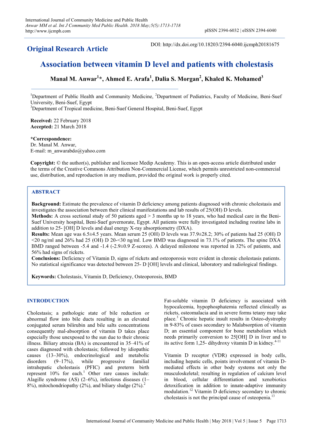 Association Between Vitamin D Level and Patients with Cholestasis