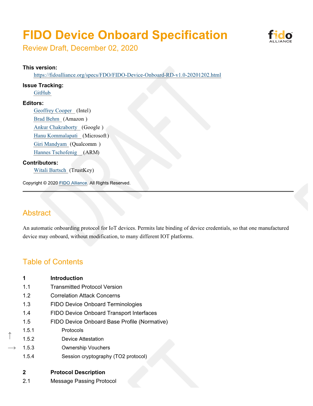 FIDO Device Onboard Specification Review Draft, December 02, 2020