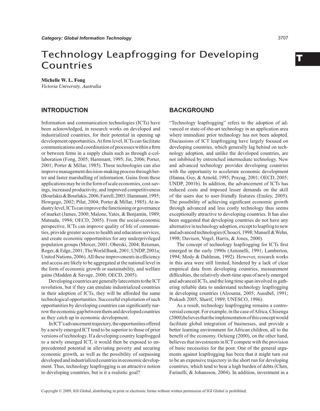 T Technology Leapfrogging for Developing Countries