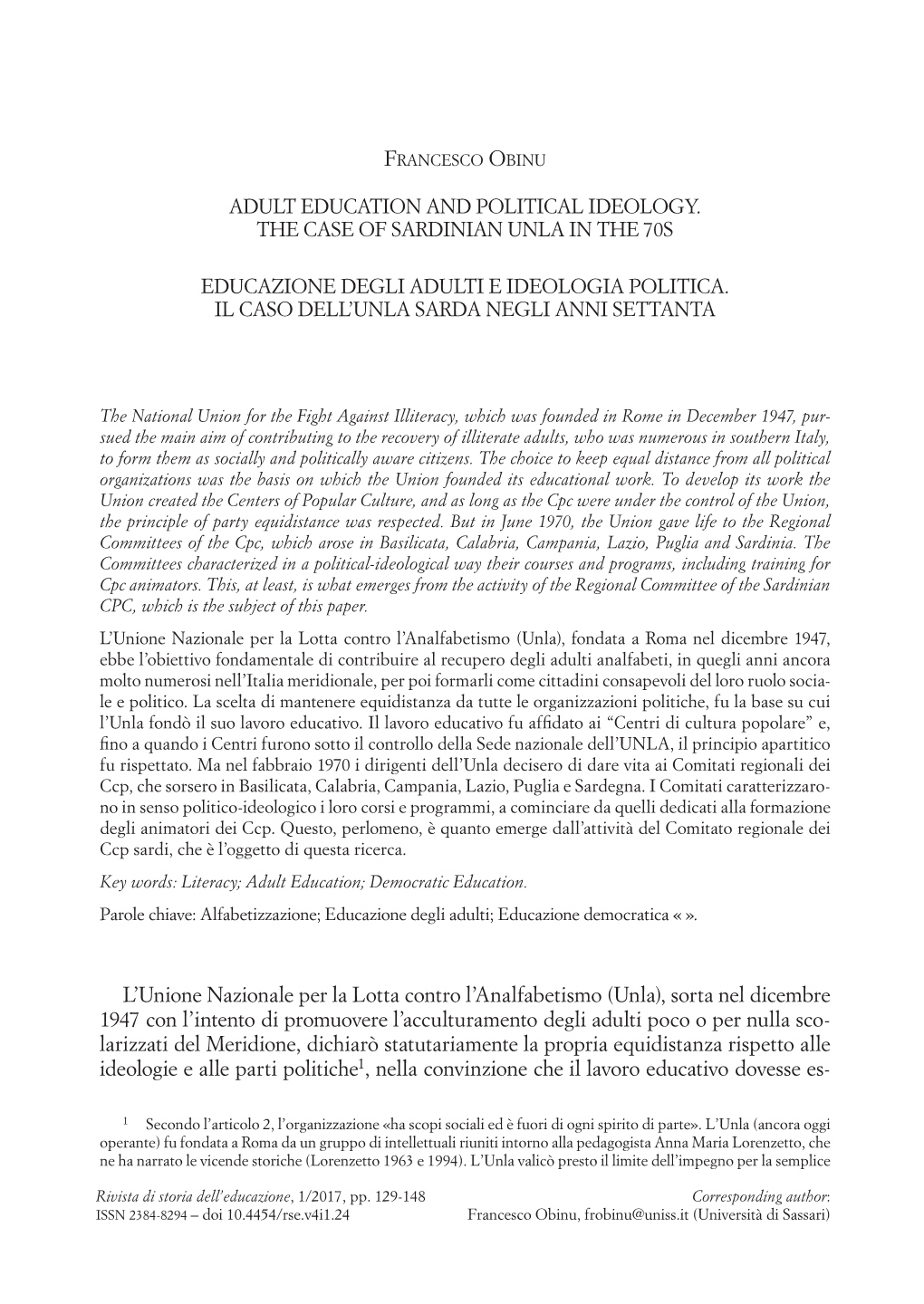 L'unione Nazionale Per La Lotta Contro L'analfabetismo (Unla)