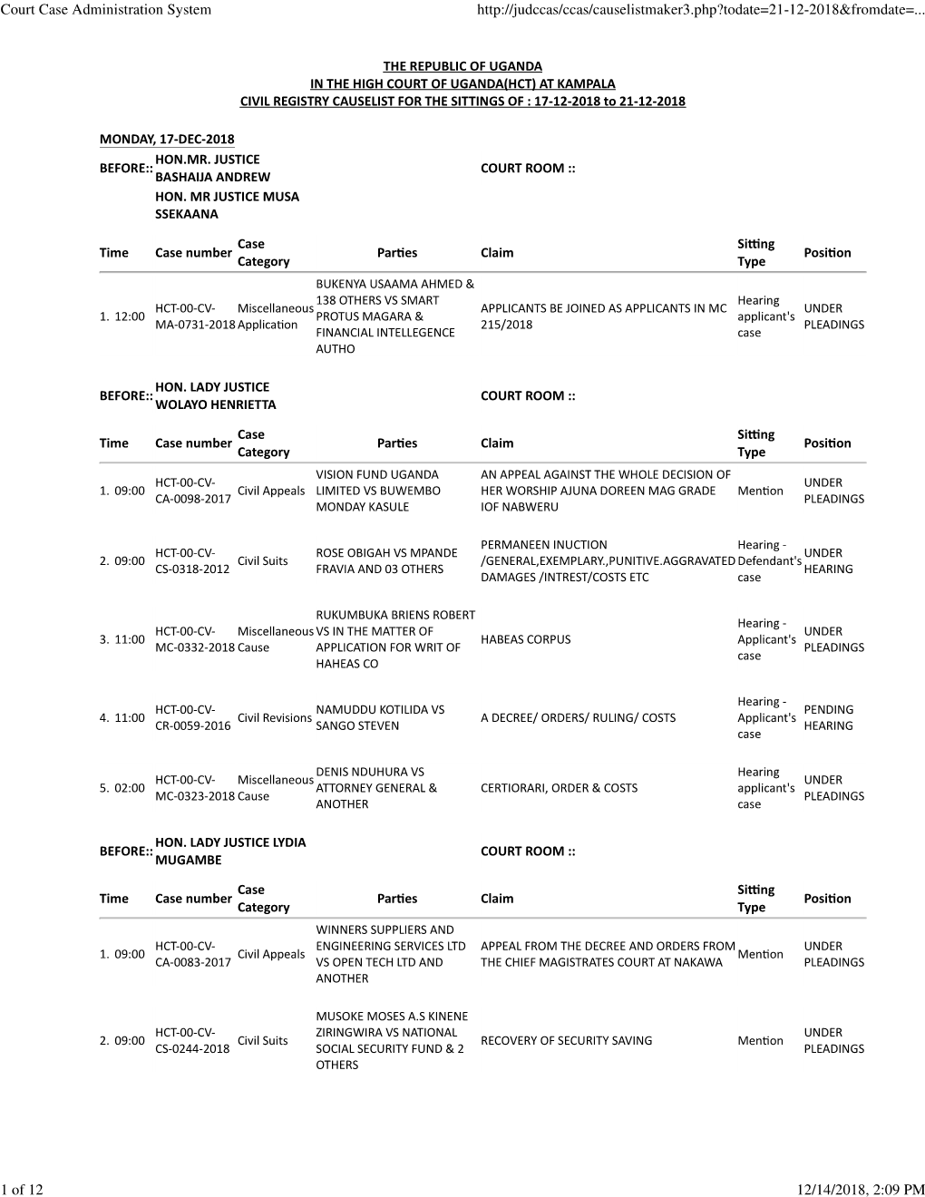 Court Case Administration System