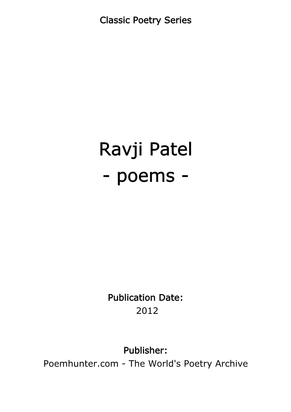 Ravji Patel - Poems