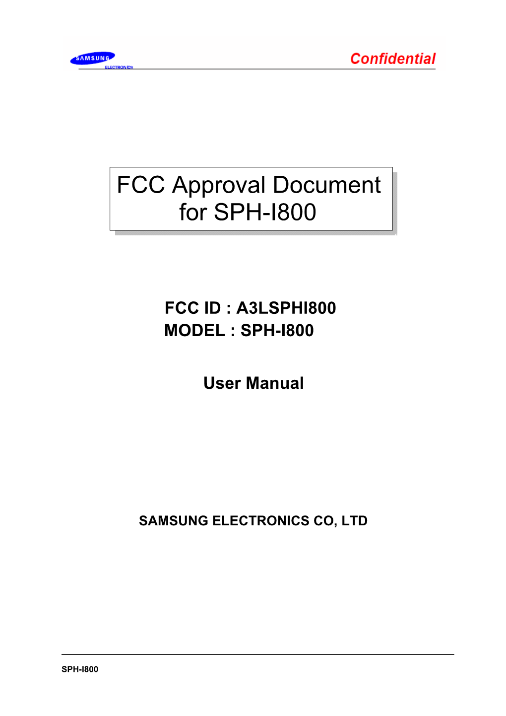FCC Approval Document for SPH-I800