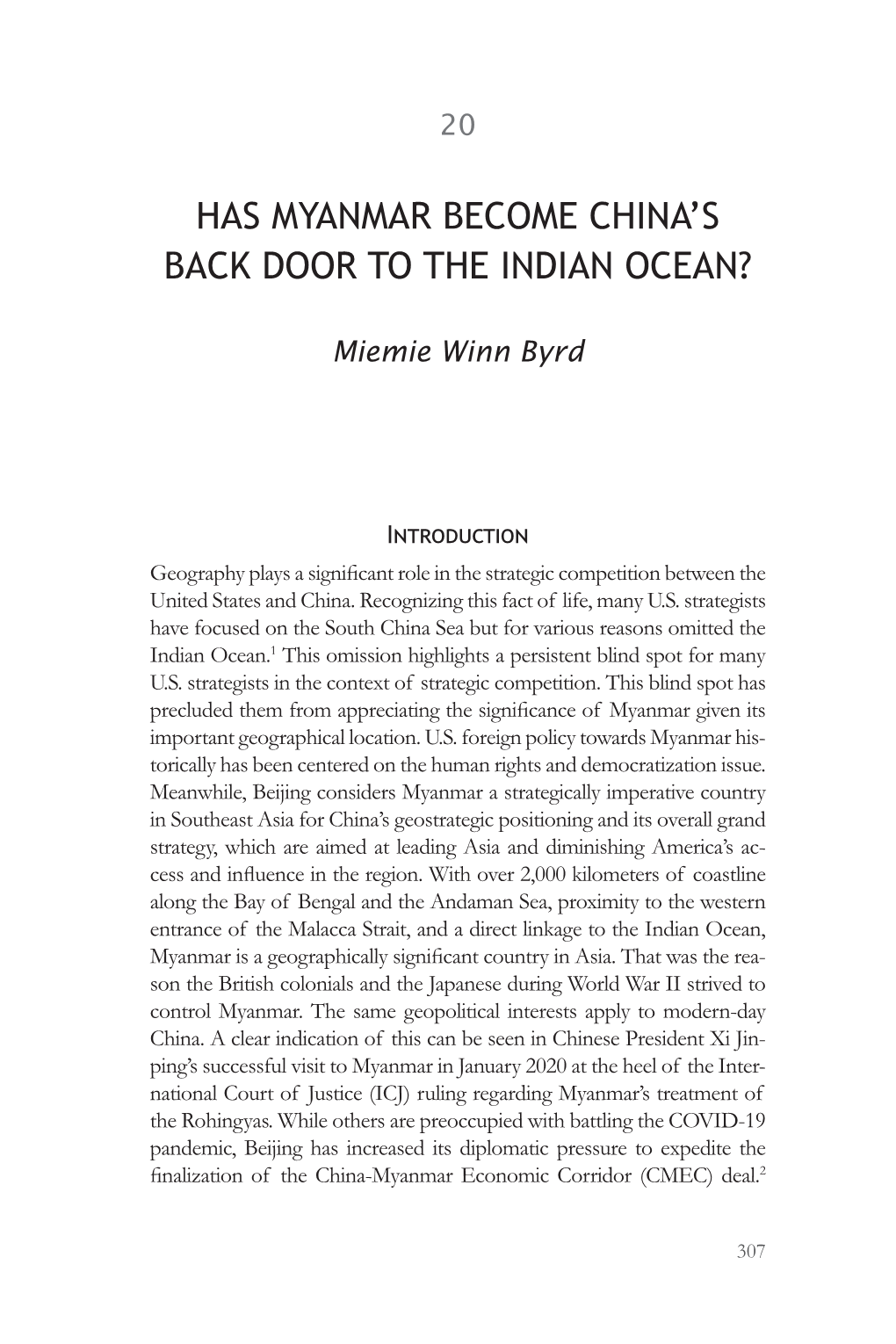 Has Myanmar Become China's Back Door to the Indian