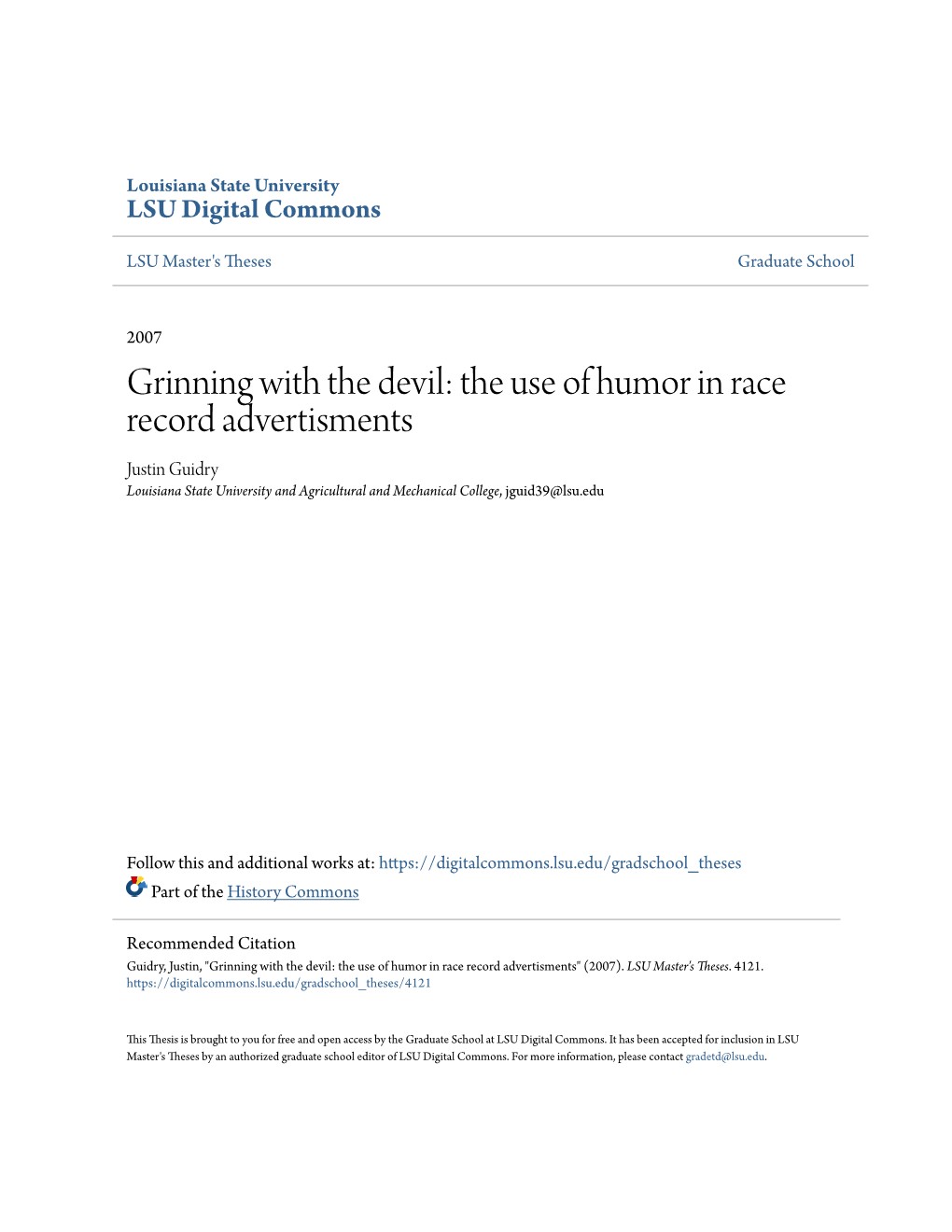 Grinning with the Devil: the Use of Humor in Race Record Advertisments