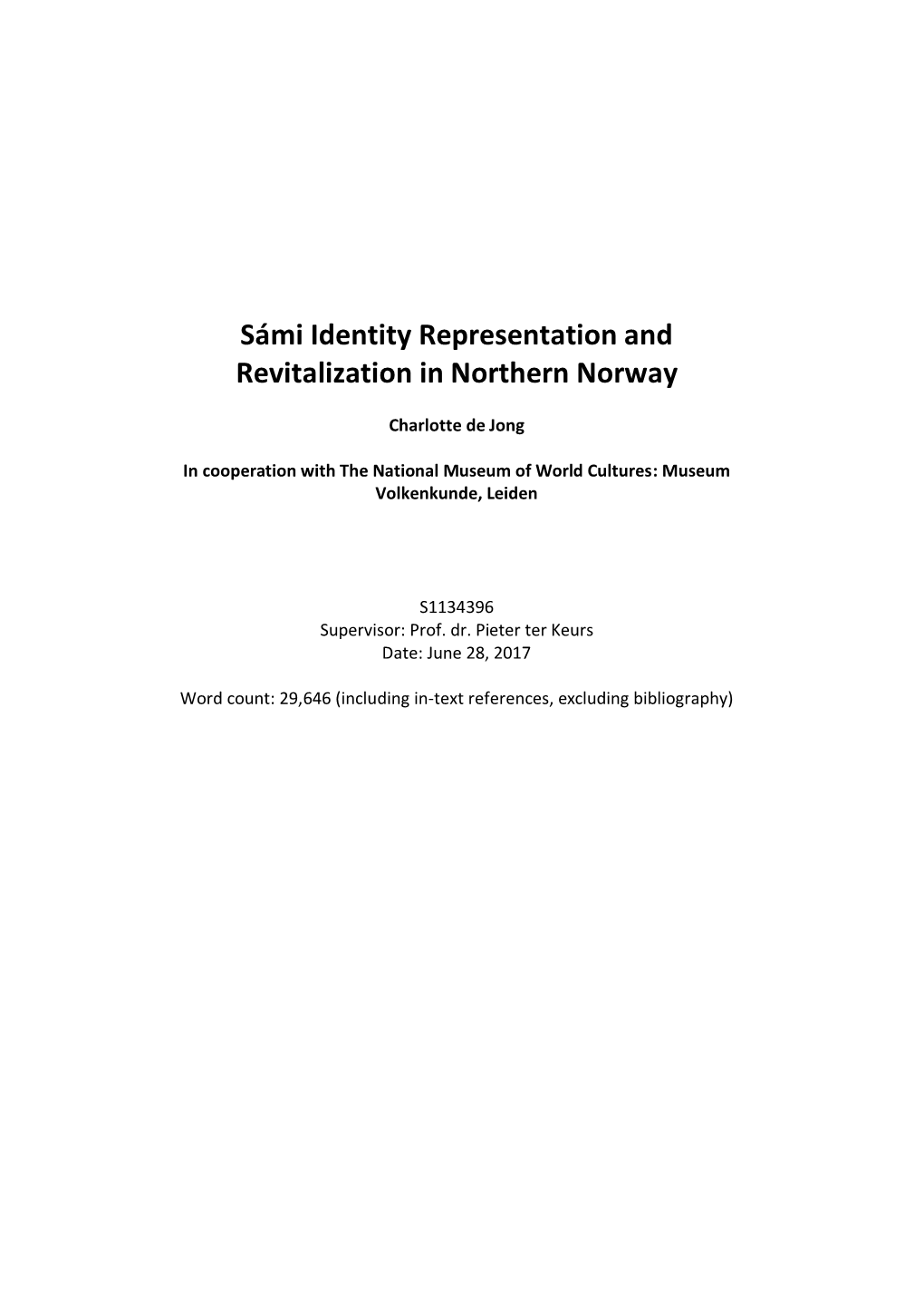 Sámi Identity Representation and Revitalization in Northern Norway