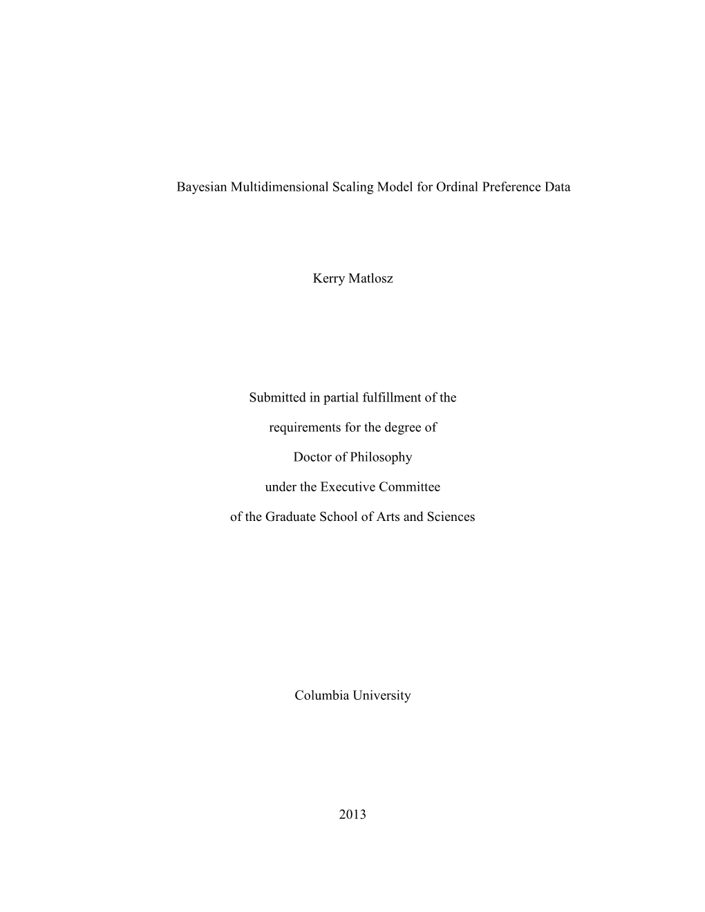 Bayesian Multidimensional Scaling Model for Ordinal Preference Data