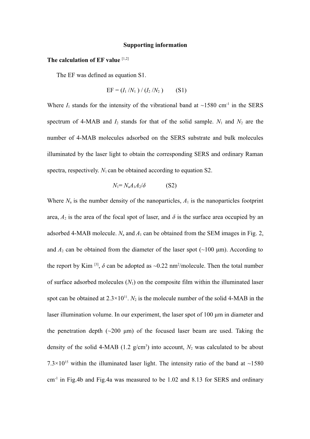 The EF Was Defined As Equation S1