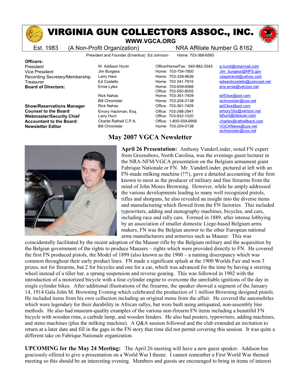 2007 VGCA Newsletter