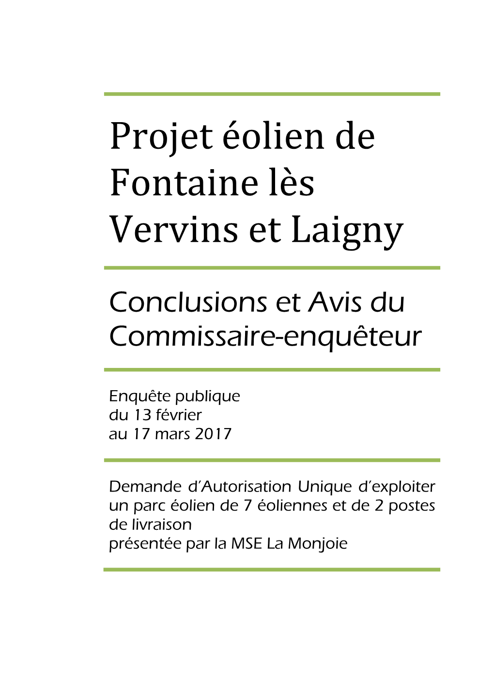 Projet Éolien De Fontaine Lès Vervins Et Laigny