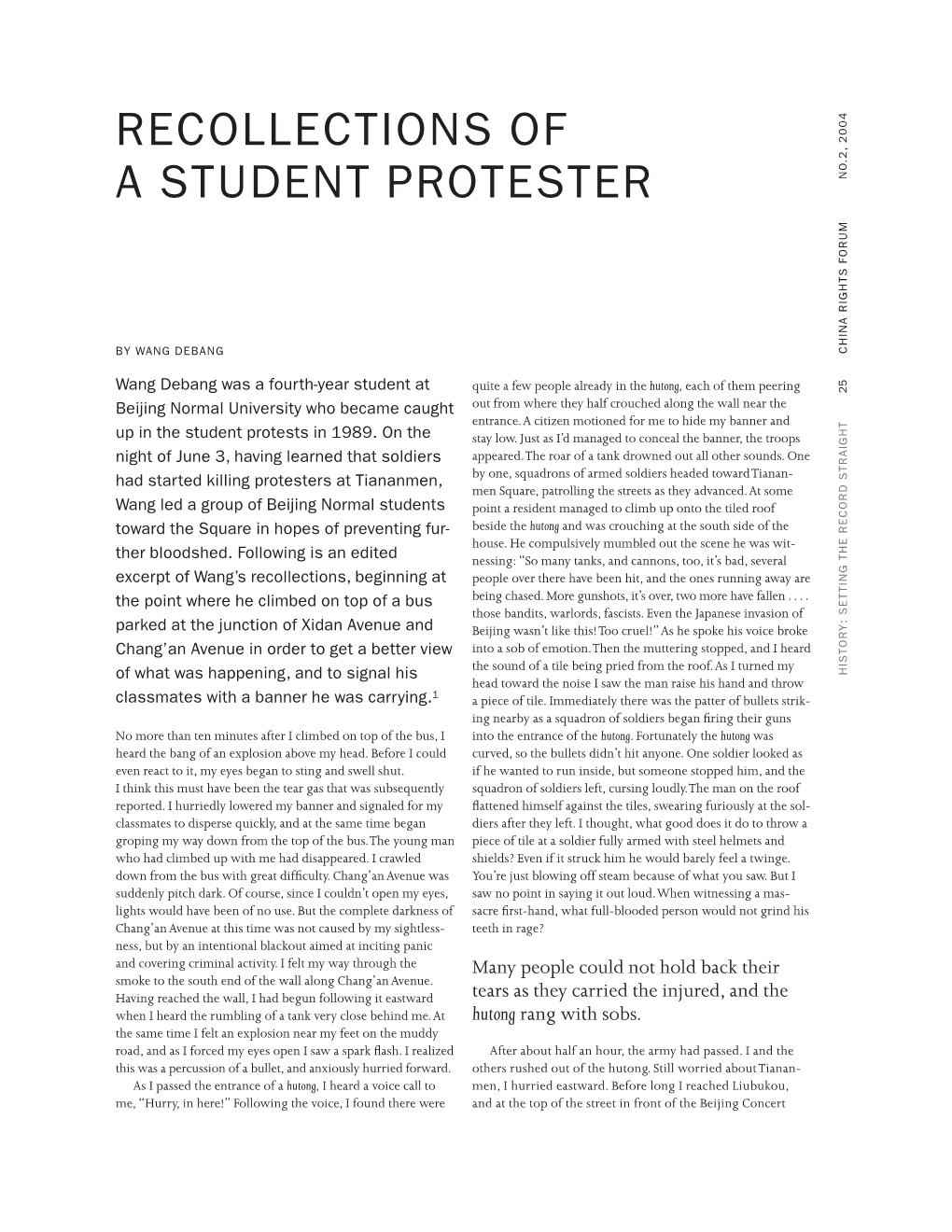 Recollections of a Student Protester