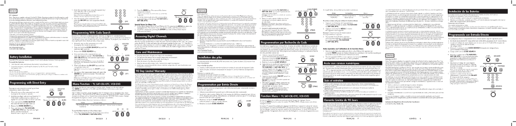 Battery Installation Programming with Direct Entry Programmation Par