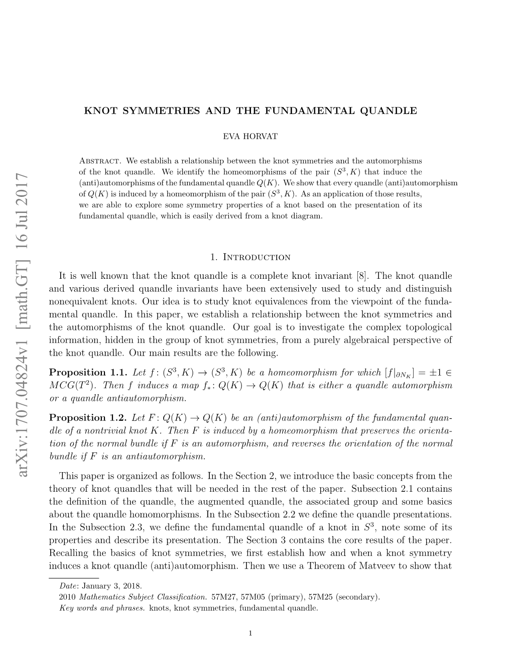 Knot Symmetries and the Fundamental Quandle