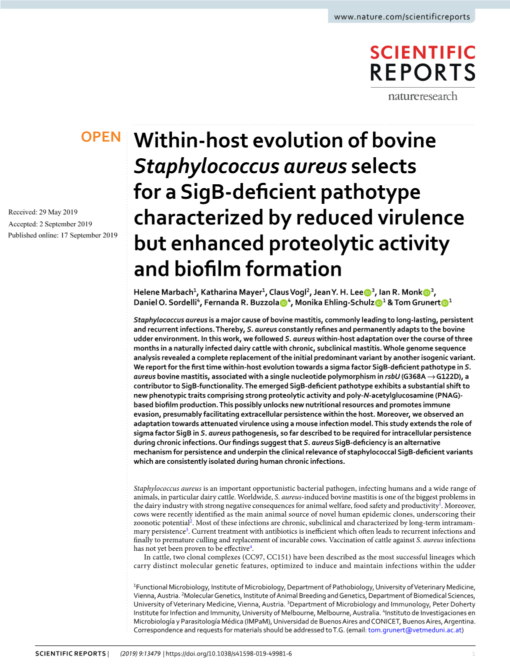 Within-Host Evolution of Bovine Staphylococcus Aureus