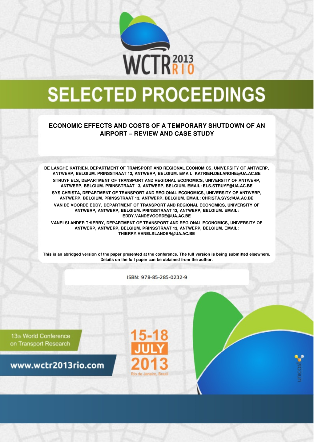 Economic Effects and Costs of a Temporary Shutdown of an Airport – Review and Case Study