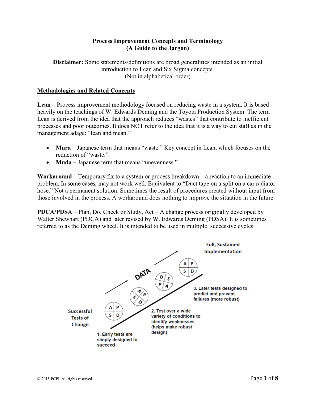 Page 1 of 8 Process Improvement Concepts and Terminology