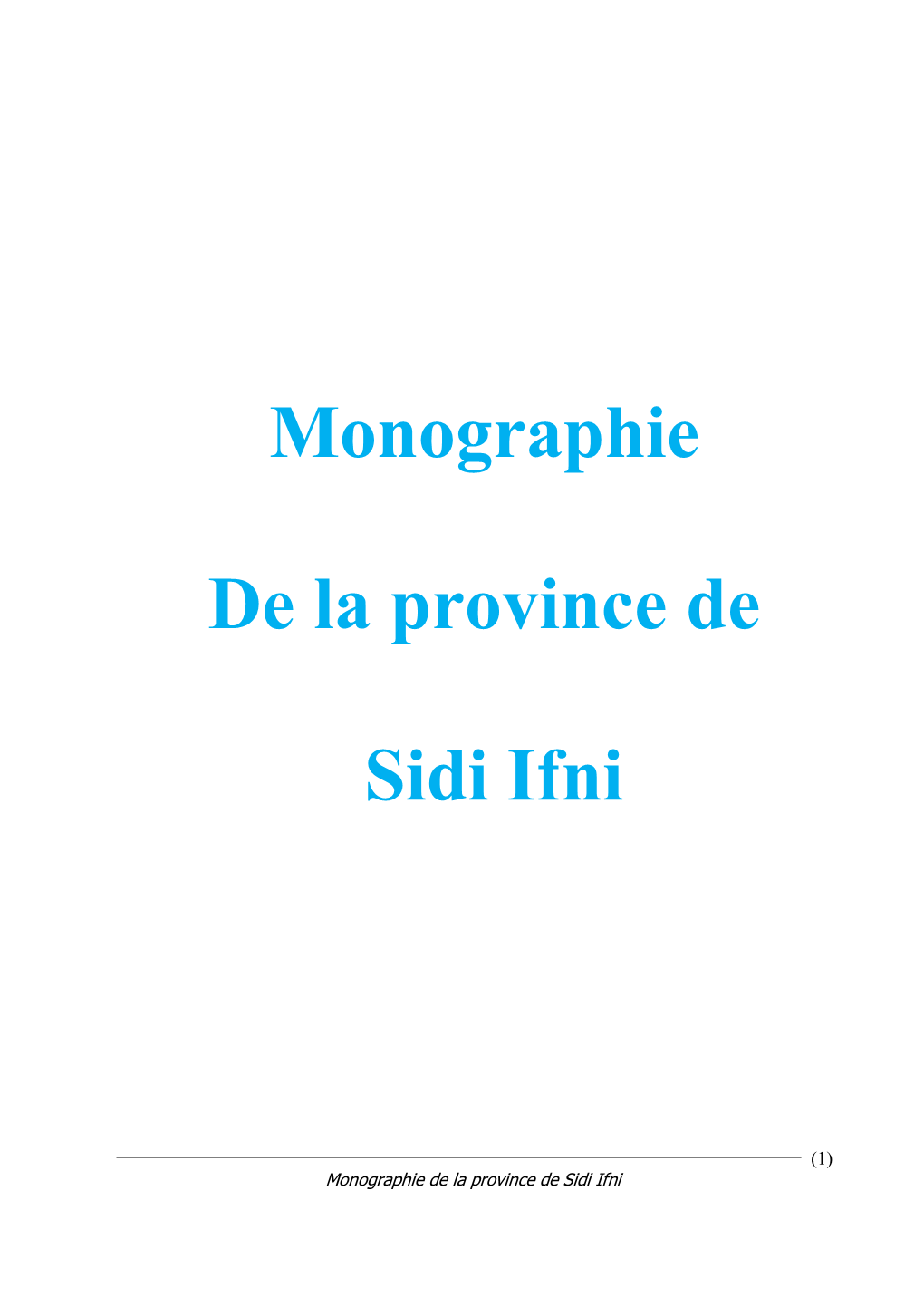 Monographie De La Province De Sidi Ifni