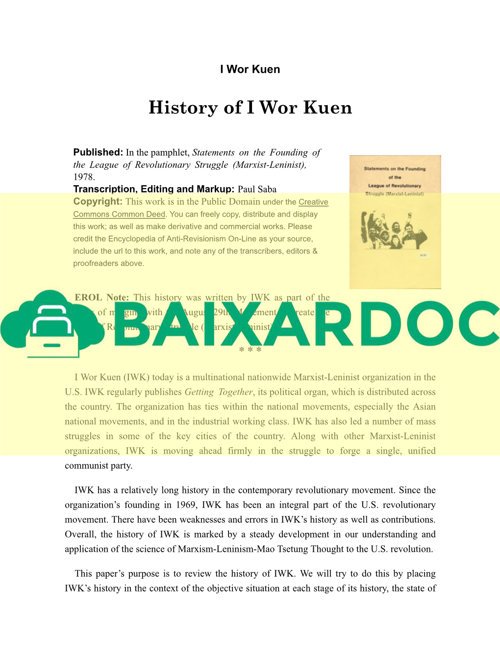 History of I Wor Kuen