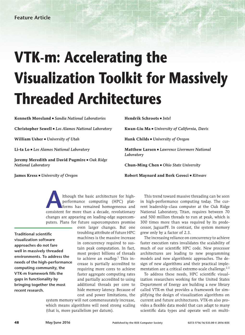 VTK-M: Accelerating the Visualization Toolkit for Massively Threaded Architectures