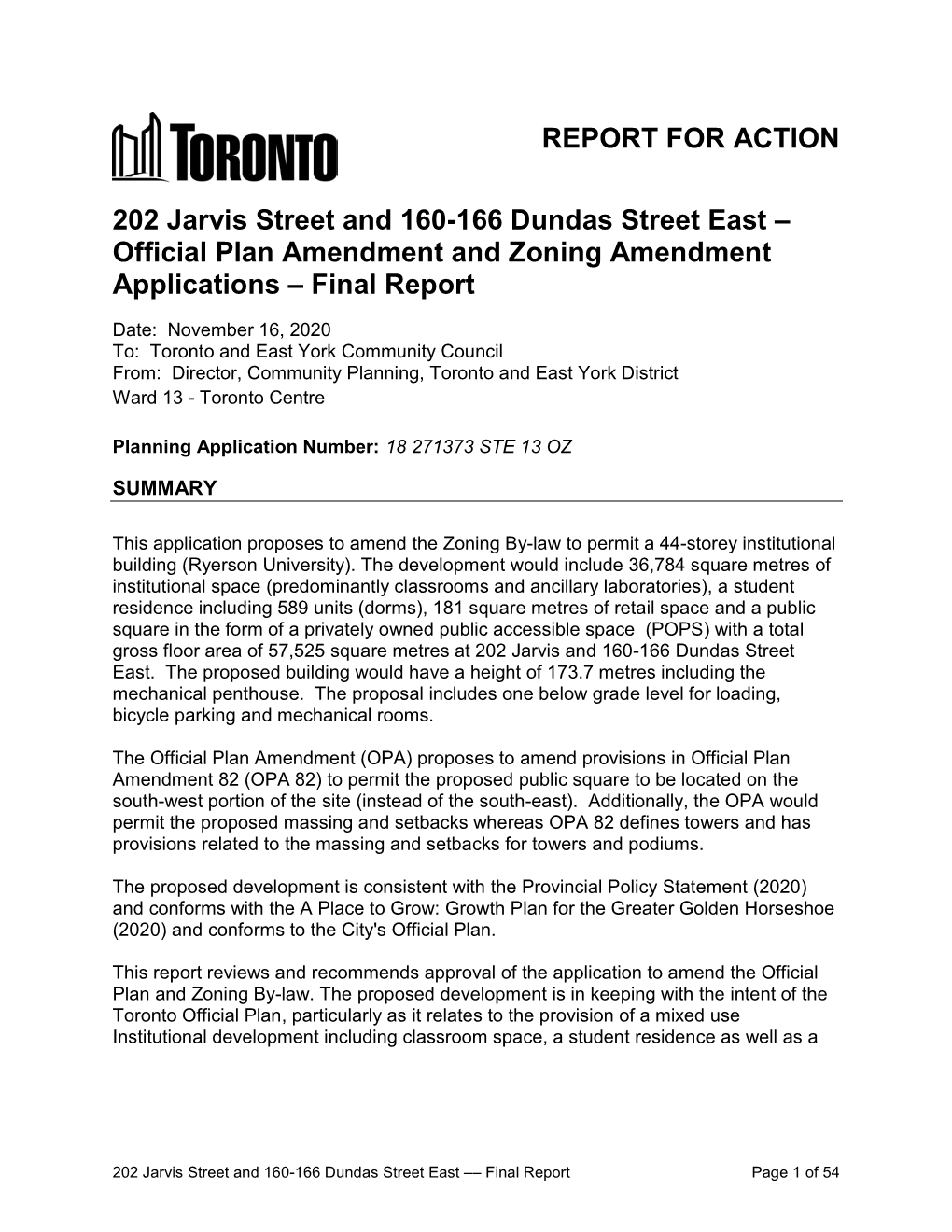 202 Jarvis Street and 160-166 Dundas Street East – Official Plan Amendment and Zoning Amendment Applications – Final Report