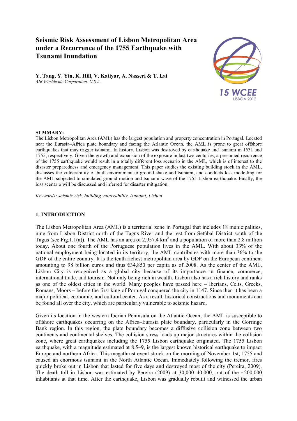 Seismic Risk Assessment of Lisbon Metropolitan Area Under a Recurrence of the 1755 Earthquake with Tsunami Inundation