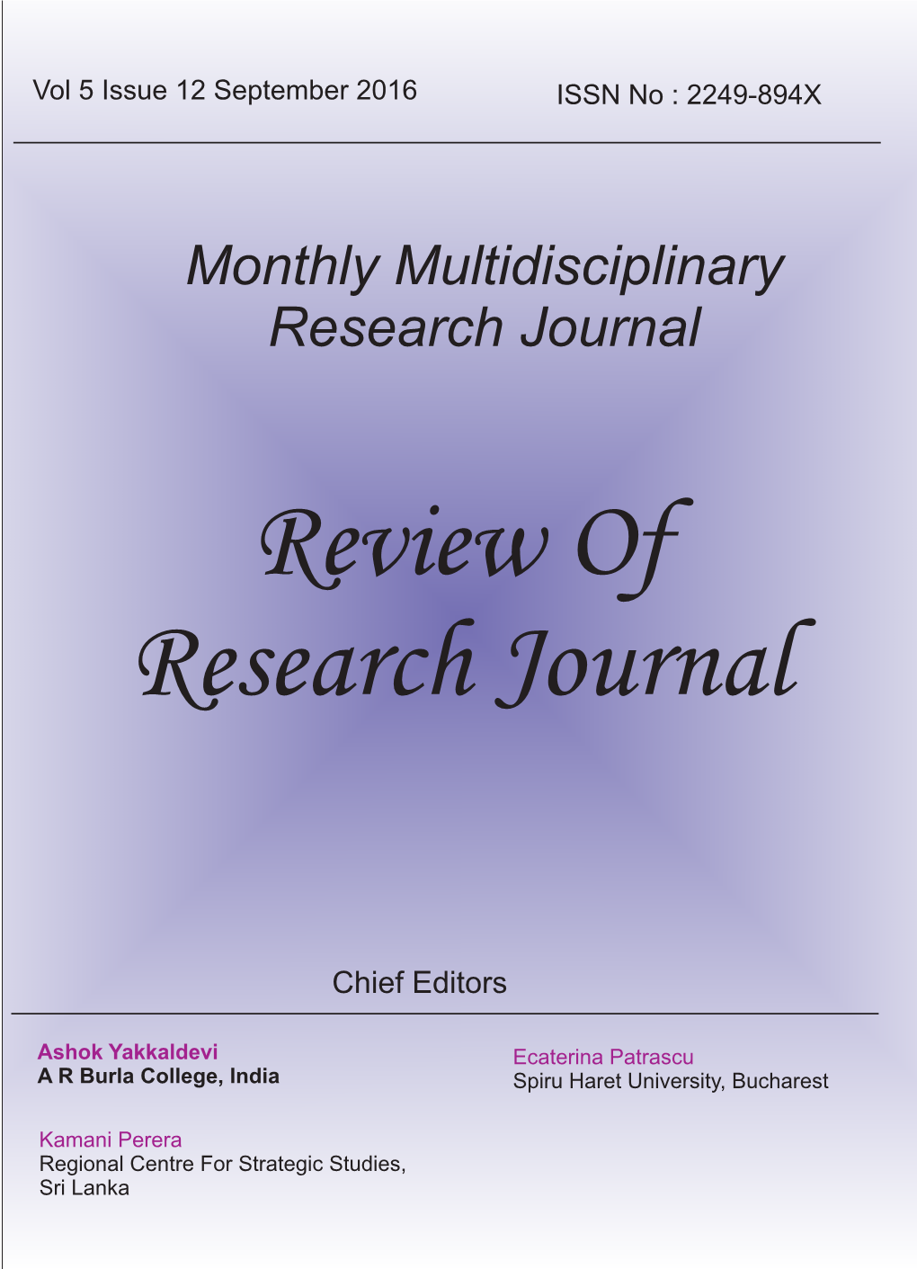 Monthly Multidisciplinary Research Journal