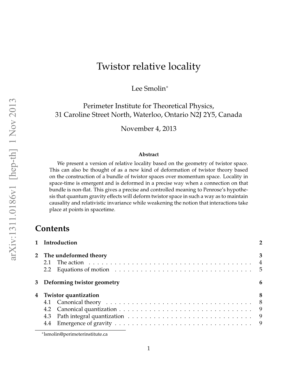 1 Nov 2013 Twistor Relative Locality