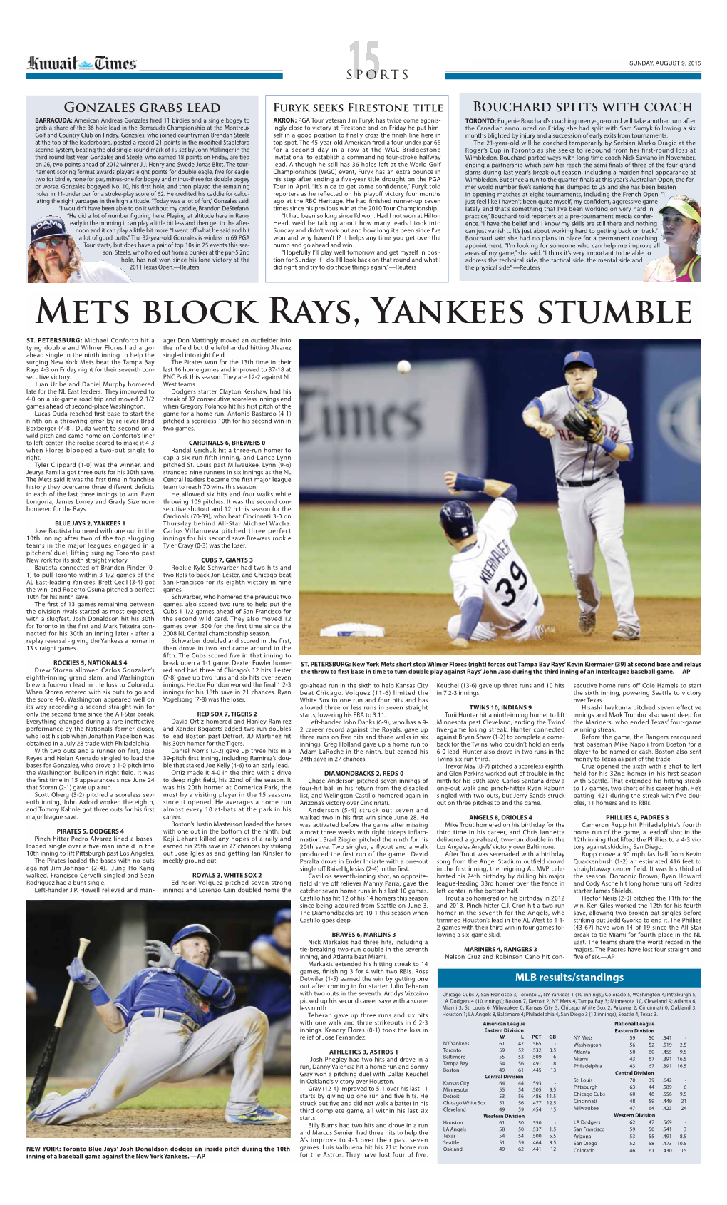 Mets Block Rays, Yankees Stumble