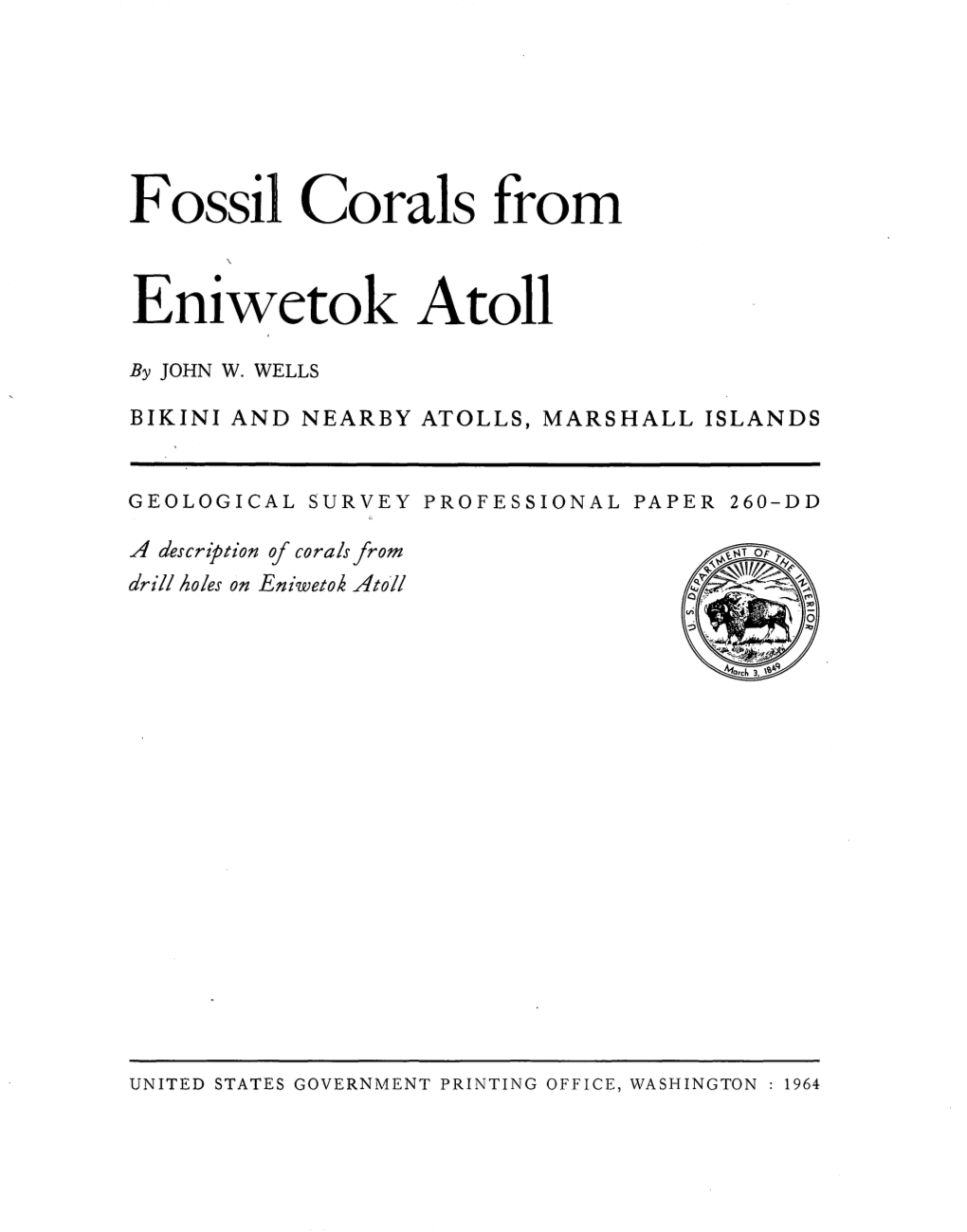 Fossil Corals from Eniwetok Atoll