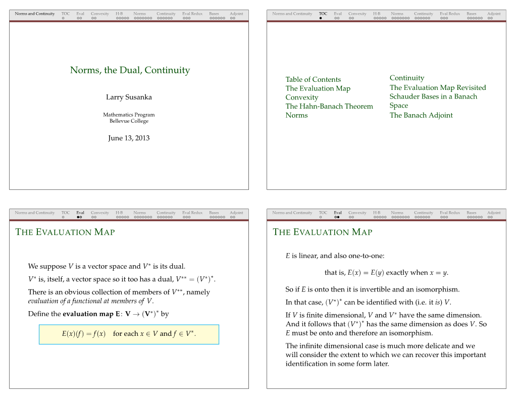 Norms, the Dual, Continuity