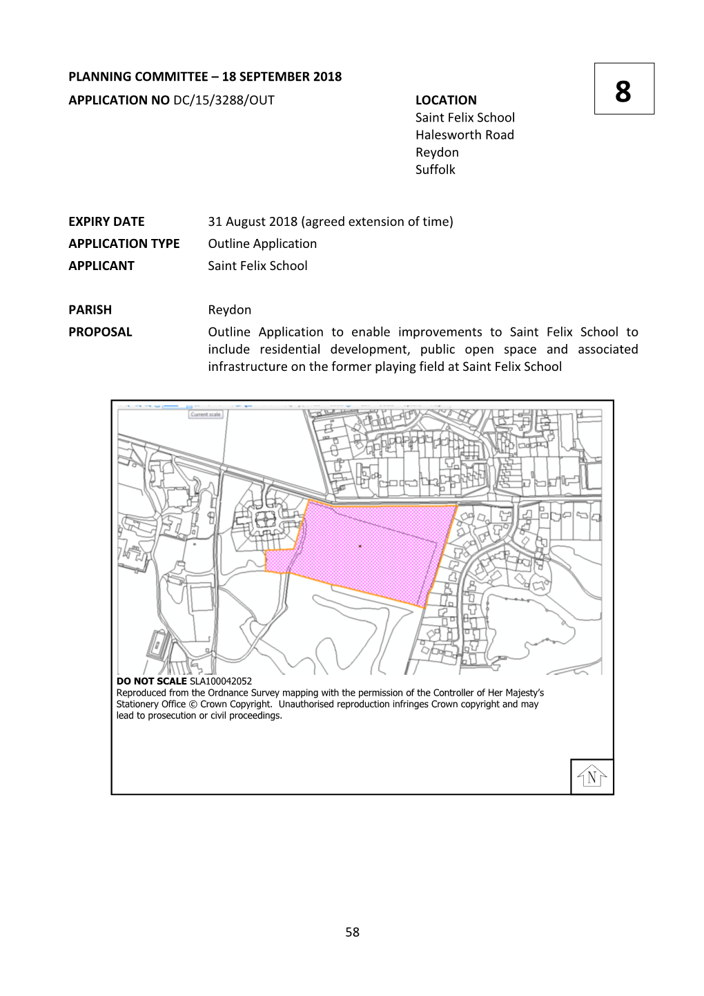 Item 8 DC153288OUT Saint Felix School Halesworth Road Reydon