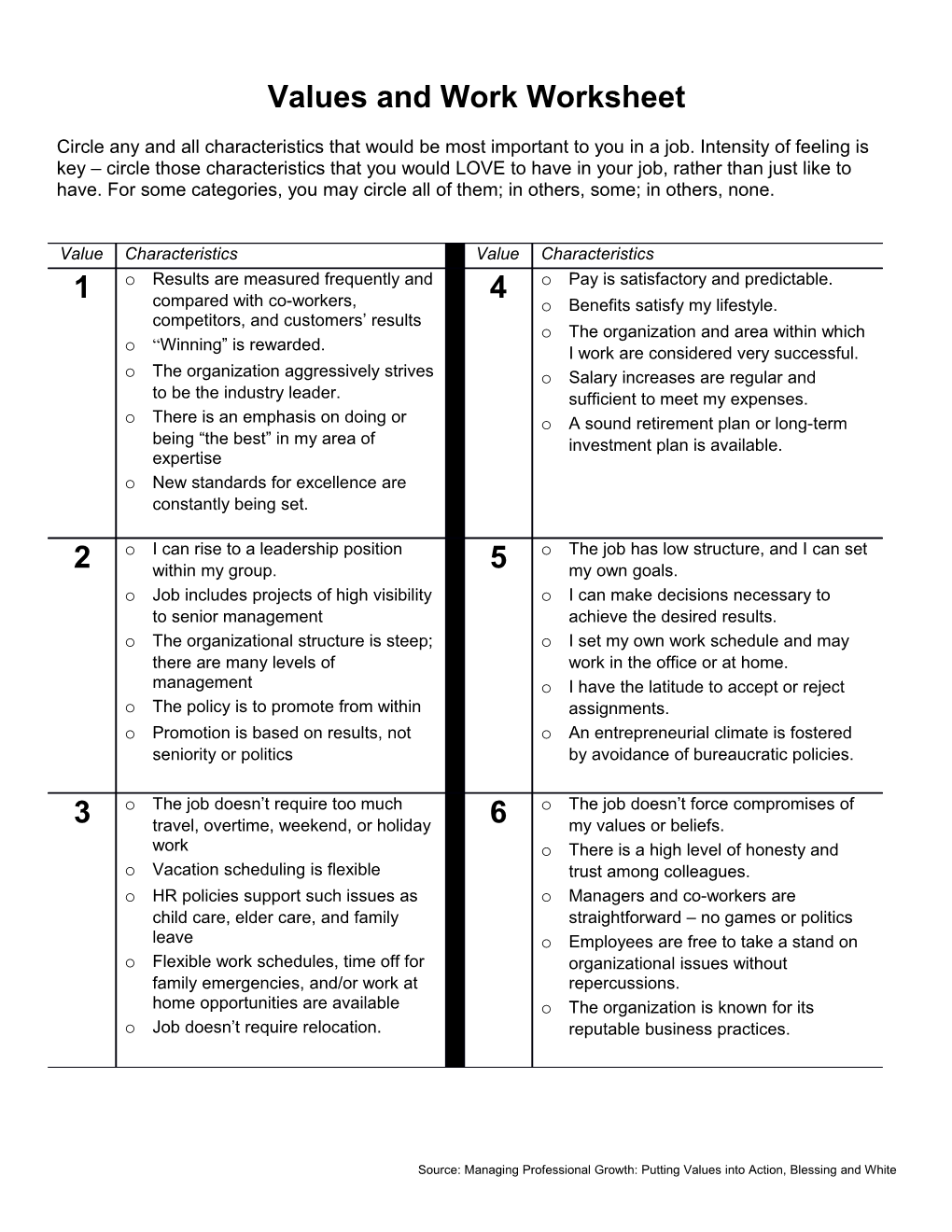 Values and Work