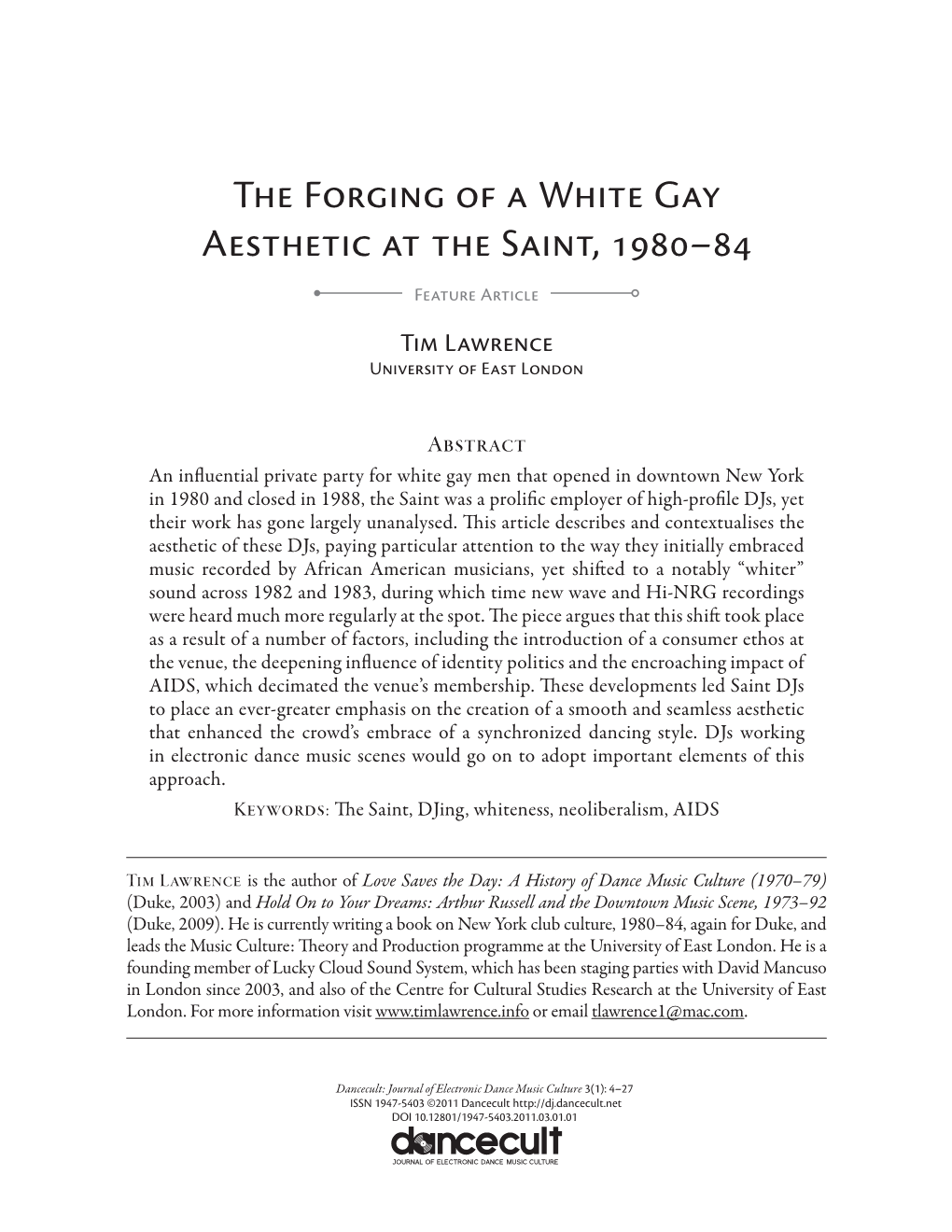 The Forging of a White Gay Aesthetic at the Saint, 1980–84