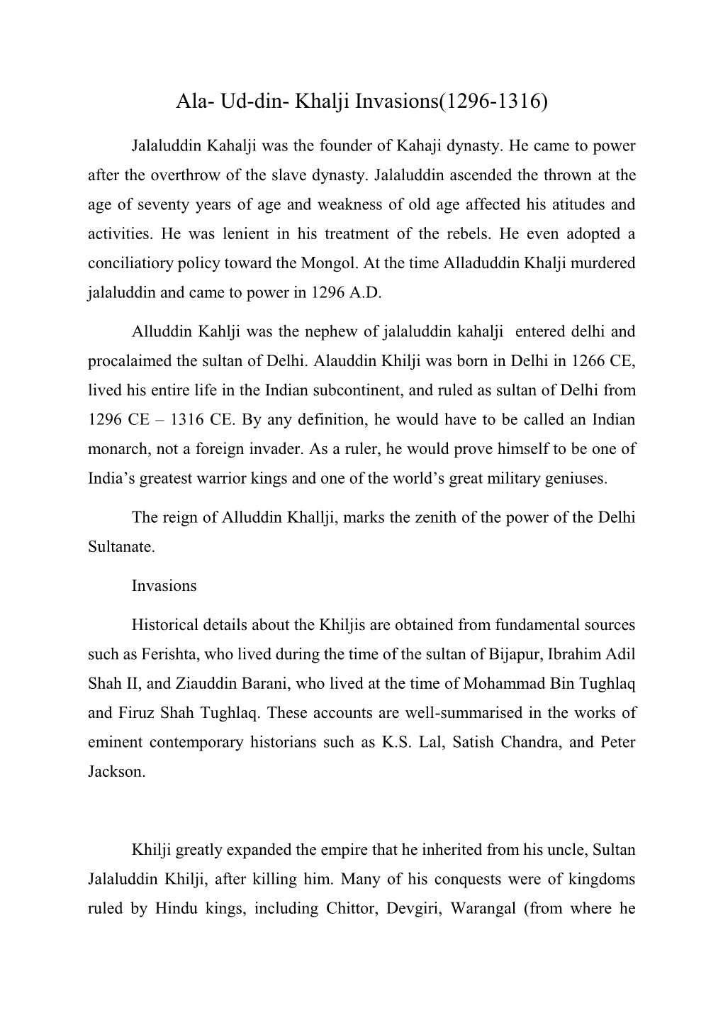 Ala- Ud-Din- Khalji Invasions(1296-1316)