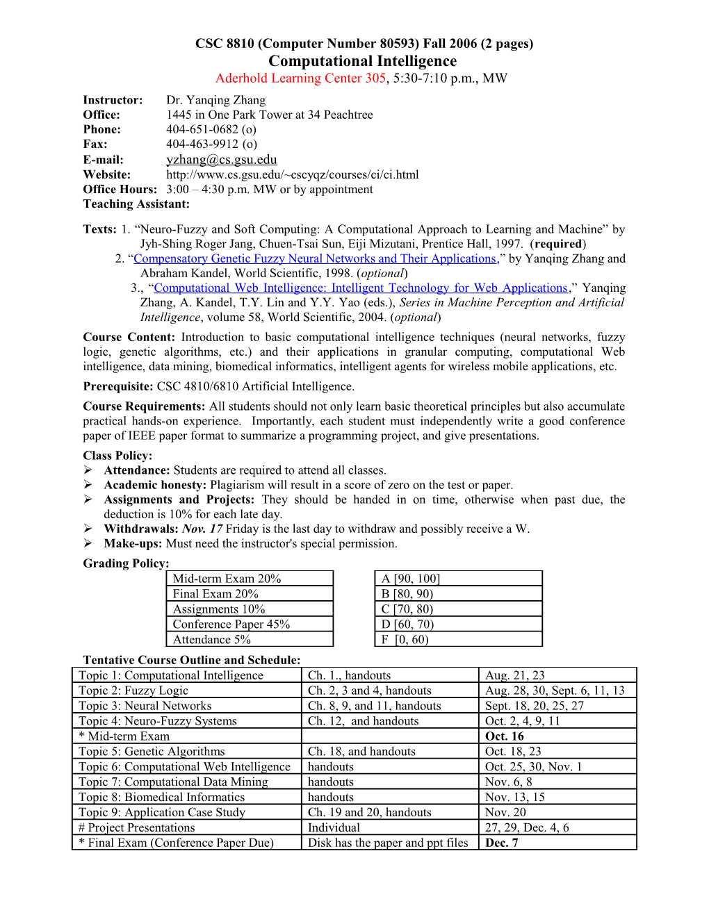 CSC 4320 /6320 (Computer Numbers 1289/1293)