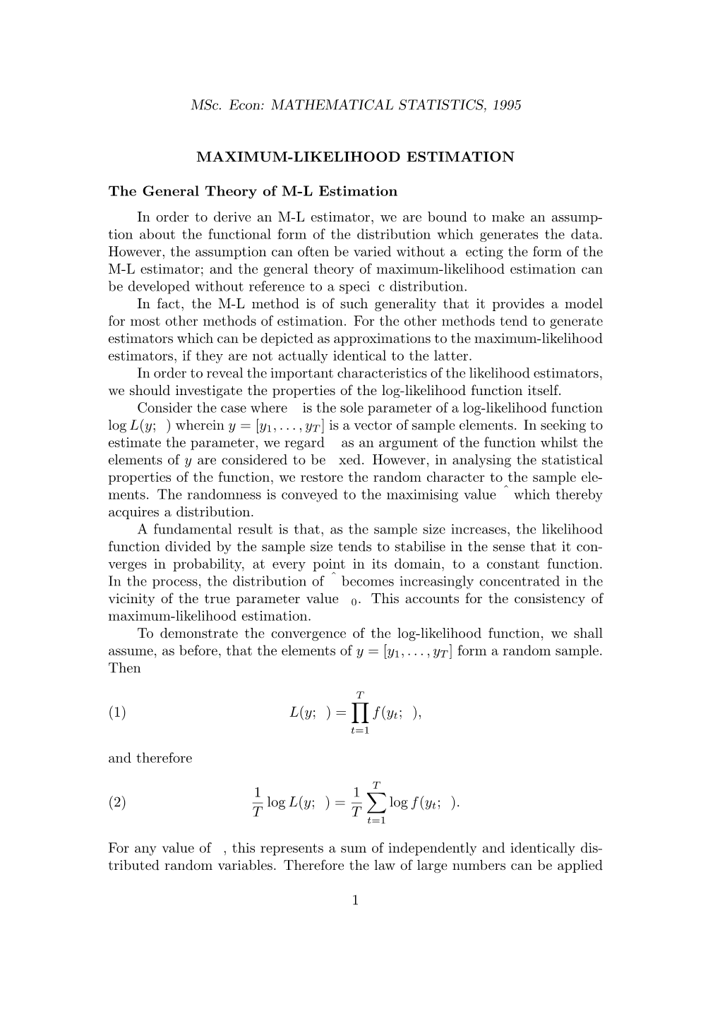 Maximum Likelihood Estimation