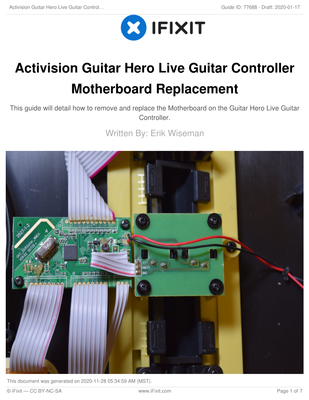 Activision Guitar Hero Live Guitar Controller Motherboard Replacement