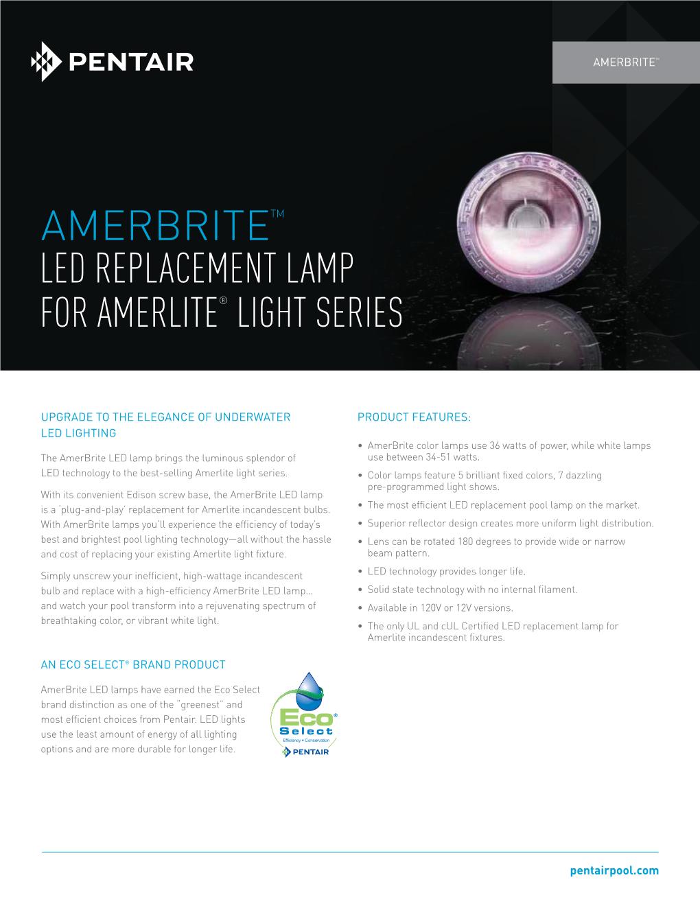 Amerbritetm Led Replacement Lamp for Amerlite® Light Series