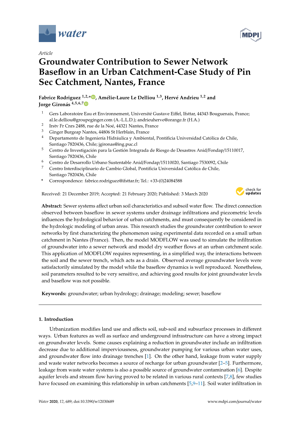 Groundwater Contribution to Sewer Network Baseflow in an Urban