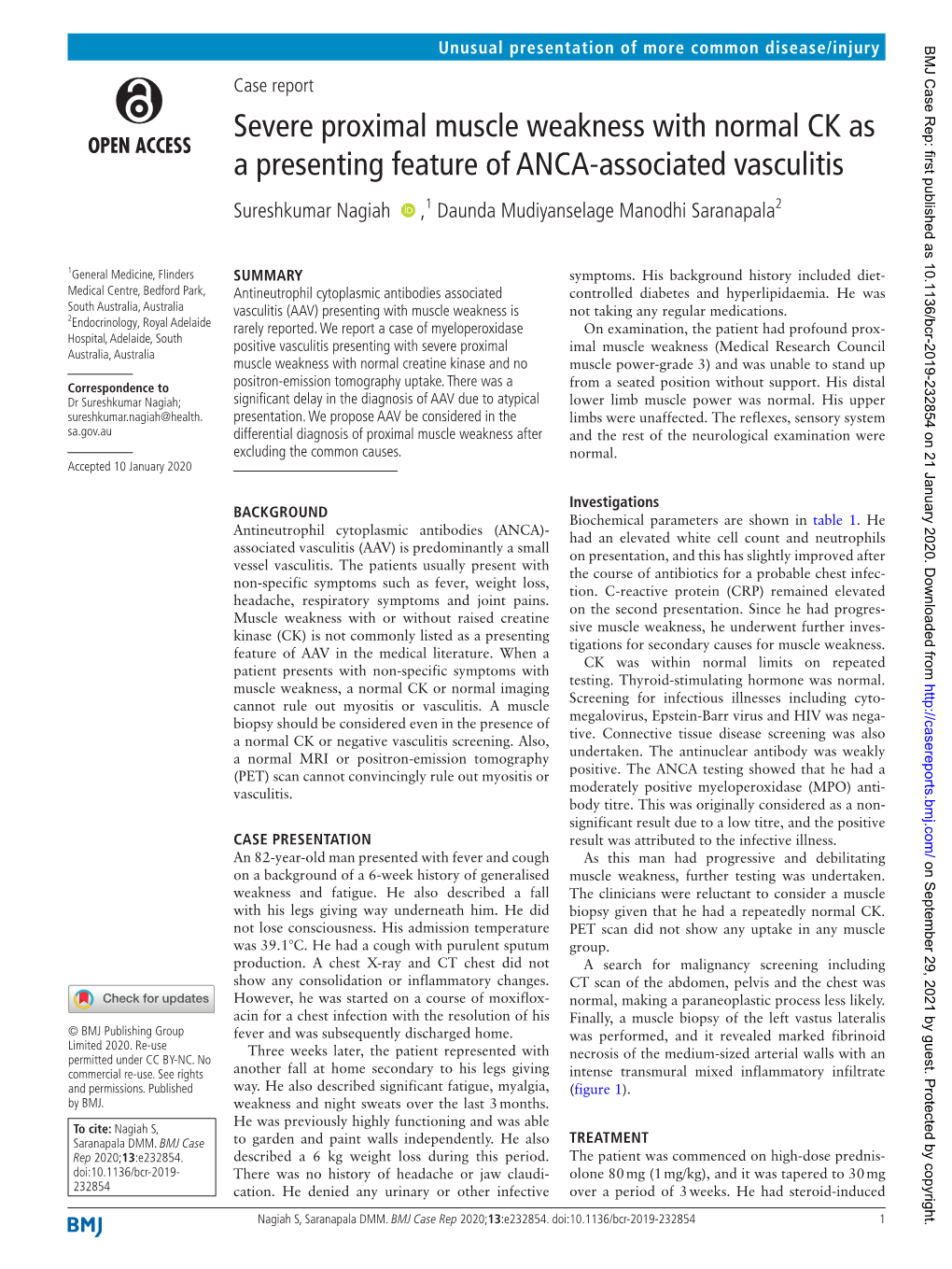 Severe Proximal Muscle Weakness with Normal CK As a Presenting