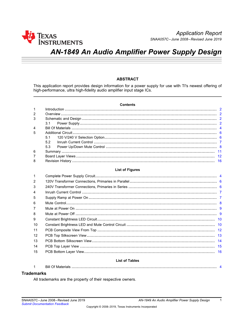 AN-1849 an Audio Amplifier Power Supply Design (Rev. C)